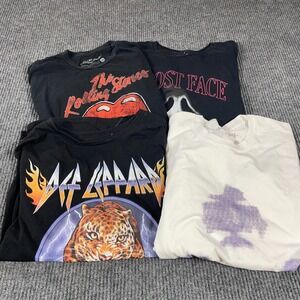 Lot of 4 T Shirts Adult Modern Rolling Stones Def Leppard‎ Ghost Face Wholesale